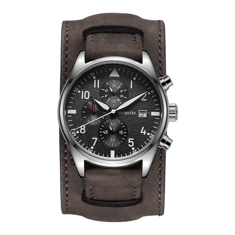 Ochstin 7227 Orologio al quarzo impermeabile da polso da polso in pelle da lavoro multifunzionale