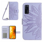 Skin Feel Custodia per cellulare in pelle con motivo a fiori di sole con cordino, For ZTE Axon 20 4G/20 5G, For ZTE Axon 30 5G