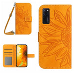 Skin Feel Custodia per cellulare in pelle con motivo a fiori di sole con cordino, For ZTE Axon 20 4G/20 5G, For ZTE Axon 30 5G