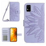 Skin Feel Custodia per cellulare in pelle con motivo a fiori di sole con cordino, For ZTE Blade A31, For ZTE Blade A51/A7P