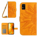 Skin Feel Custodia per cellulare in pelle con motivo a fiori di sole con cordino, For ZTE Blade A31, For ZTE Blade A51/A7P