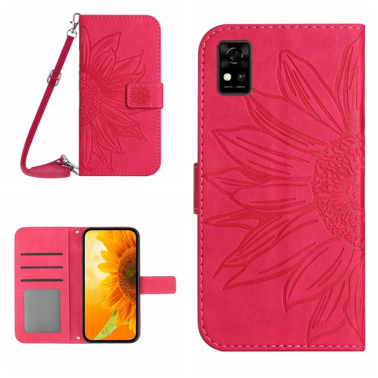 Skin Feel Custodia per cellulare in pelle con motivo a fiori di sole con cordino, For ZTE Blade A31, For ZTE Blade A51/A7P