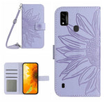 Skin Feel Custodia per cellulare in pelle con motivo a fiori di sole con cordino, For ZTE Blade A31, For ZTE Blade A51/A7P