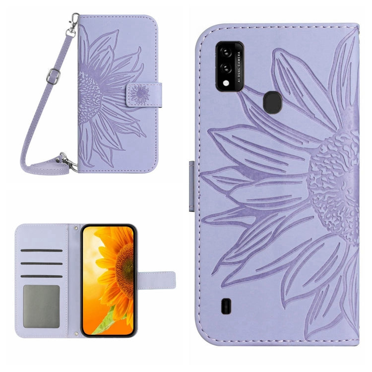 Skin Feel Custodia per cellulare in pelle con motivo a fiori di sole con cordino, For ZTE Blade A31, For ZTE Blade A51/A7P