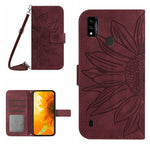 Skin Feel Custodia per cellulare in pelle con motivo a fiori di sole con cordino, For ZTE Blade A31, For ZTE Blade A51/A7P