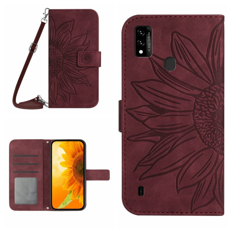 Skin Feel Custodia per cellulare in pelle con motivo a fiori di sole con cordino, For ZTE Blade A31, For ZTE Blade A51/A7P