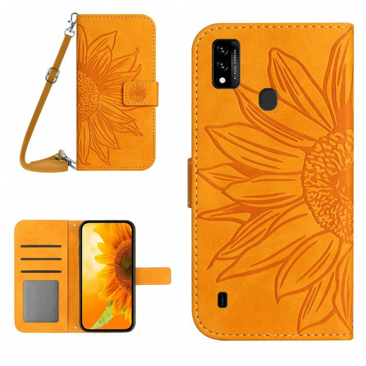 Skin Feel Custodia per cellulare in pelle con motivo a fiori di sole con cordino, For ZTE Blade A31, For ZTE Blade A51/A7P