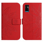 Skin Feel Custodia per cellulare in pelle con motivo a fiori di sole con cordino, For ZTE Blade A71, For ZTE Blade L210