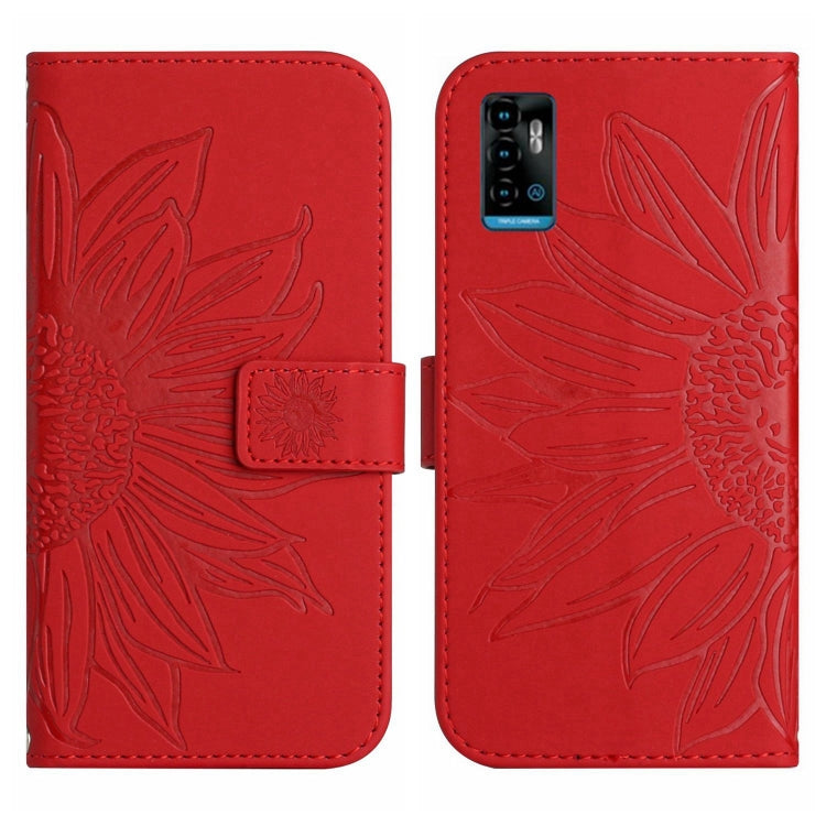 Skin Feel Custodia per cellulare in pelle con motivo a fiori di sole con cordino, For ZTE Blade A71, For ZTE Blade L210