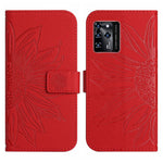 Skin Feel Custodia per cellulare in pelle con motivo a fiori di sole con cordino, For ZTE Blade V30, For ZTE Blade V30 Vita