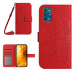 Skin Feel Custodia per cellulare in pelle con motivo a fiori di sole con cordino, For ZTE Blade V30, For ZTE Blade V30 Vita