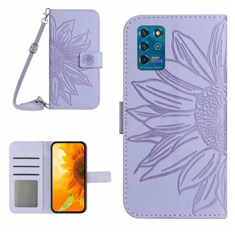 Skin Feel Custodia per cellulare in pelle con motivo a fiori di sole con cordino, For ZTE Blade V30, For ZTE Blade V30 Vita