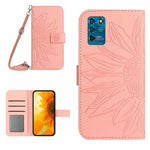 Skin Feel Custodia per cellulare in pelle con motivo a fiori di sole con cordino, For ZTE Blade V30, For ZTE Blade V30 Vita