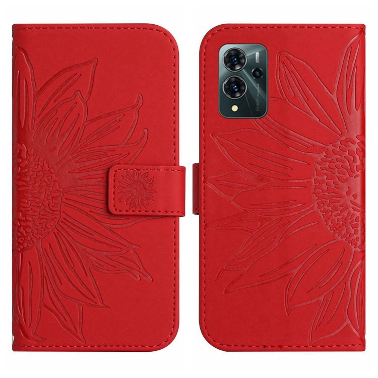 Skin Feel Custodia per cellulare in pelle con motivo a fiori di sole con cordino, For ZTE Blade V40 Pro, For ZTE Blade V40 Vita / A72