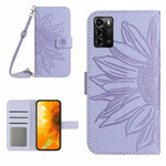 Skin Feel Custodia per cellulare in pelle con motivo a fiori di sole con cordino, For ZTE Blade V40 Pro, For ZTE Blade V40 Vita / A72