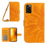 Skin Feel Custodia per cellulare in pelle con motivo a fiori di sole con cordino, For ZTE Blade V40 Pro, For ZTE Blade V40 Vita / A72