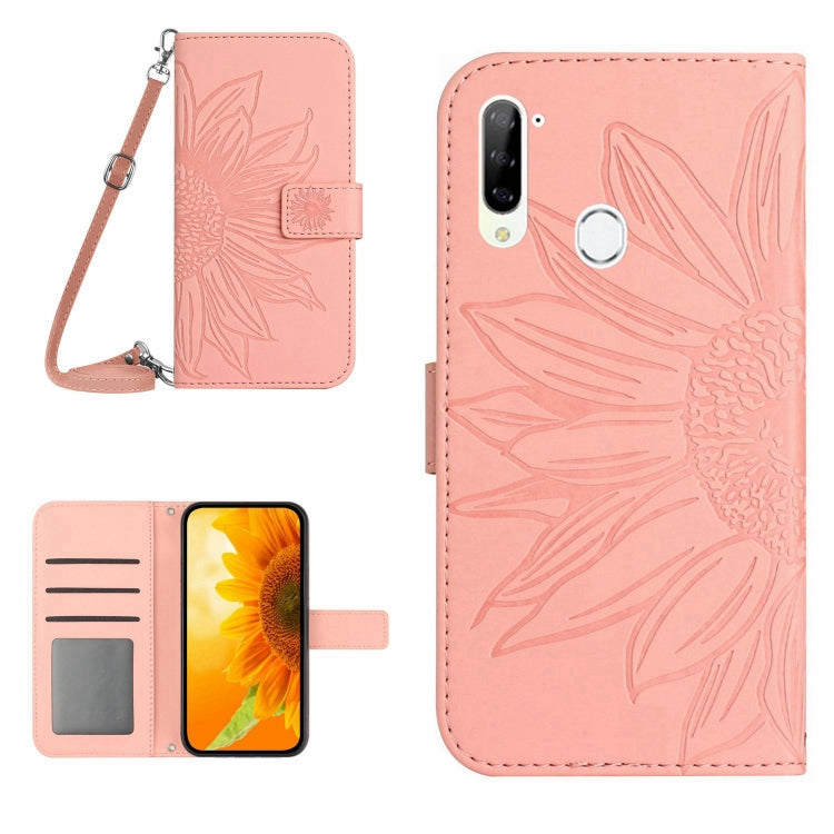 Skin Feel Custodia per cellulare in pelle con motivo a fiori di sole con cordino, For ZTE Libero 5G, For ZTE Libero 5G II A103ZT Japan Edition