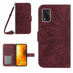 Skin Feel Custodia per cellulare in pelle con motivo a fiori di sole con cordino, For ZTE Libero 5G, For ZTE Libero 5G II A103ZT Japan Edition