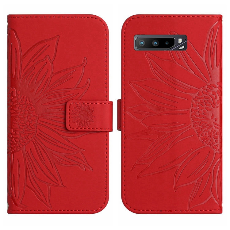 Skin Feel Custodia per cellulare in pelle con motivo a fiori di sole con cordino, For Asus ROG Phone 3 ZS661KS, For Asus ROG Phone 5 ZS673KS