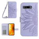 Skin Feel Custodia per cellulare in pelle con motivo a fiori di sole con cordino, For Asus ROG Phone 3 ZS661KS, For Asus ROG Phone 5 ZS673KS