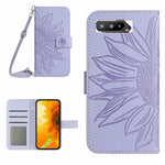 Skin Feel Custodia per cellulare in pelle con motivo a fiori di sole con cordino, For Asus ROG Phone 3 ZS661KS, For Asus ROG Phone 5 ZS673KS