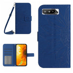 Skin Feel Custodia per cellulare in pelle con motivo a fiori di sole con cordino, For Asus ROG Phone 3 ZS661KS, For Asus ROG Phone 5 ZS673KS