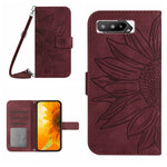 Skin Feel Custodia per cellulare in pelle con motivo a fiori di sole con cordino, For Asus ROG Phone 3 ZS661KS, For Asus ROG Phone 5 ZS673KS