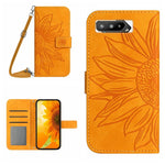 Skin Feel Custodia per cellulare in pelle con motivo a fiori di sole con cordino, For Asus ROG Phone 3 ZS661KS, For Asus ROG Phone 5 ZS673KS