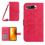 Skin Feel Custodia per cellulare in pelle con motivo a fiori di sole con cordino, For Asus ROG Phone 3 ZS661KS, For Asus ROG Phone 5 ZS673KS