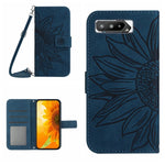 Skin Feel Custodia per cellulare in pelle con motivo a fiori di sole con cordino, For Asus ROG Phone 3 ZS661KS, For Asus ROG Phone 5 ZS673KS