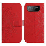Skin Feel Custodia per cellulare in pelle con motivo a fiori di sole con cordino, For Asus ROG Phone 6, For Asus ROG Phone 6 Pro