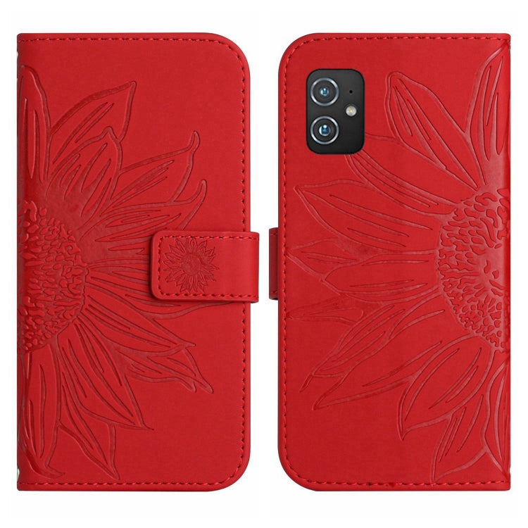 Skin Feel Custodia per cellulare in pelle con motivo a fiori di sole con cordino, For Asus ZenFone 8 ZS590KS, For Asus ZenFone 9