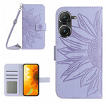Skin Feel Custodia per cellulare in pelle con motivo a fiori di sole con cordino, For Asus ZenFone 8 ZS590KS, For Asus ZenFone 9