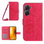 Skin Feel Custodia per cellulare in pelle con motivo a fiori di sole con cordino, For Asus ZenFone 8 ZS590KS, For Asus ZenFone 9