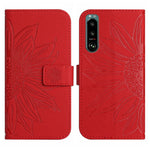 Skin Feel Custodia per cellulare in pelle con motivo a fiori di sole con cordino, For Sony Xperia 5 III, For Sony Xperia 5 IV