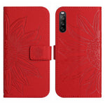 Skin Feel Custodia per cellulare in pelle con motivo a fiori di sole con cordino, For Sony Xperia 10 III/10 III Lite, For Sony Xperia 10 IV