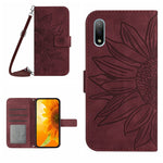 Skin Feel Custodia per cellulare in pelle con motivo a fiori di sole con cordino, For Sony Xperia ACE II, For Sony Xperia ACE III
