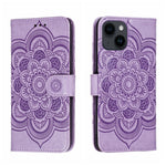 Custodia per telefono in pelle goffrata Sun Mandala, For iPhone 14 / 13, For iPhone 14 Plus, For iPhone 14 Pro
