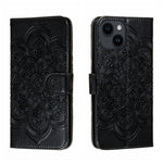 Custodia per telefono in pelle goffrata Sun Mandala, For iPhone 14 / 13, For iPhone 14 Plus, For iPhone 14 Pro