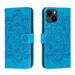Custodia per telefono in pelle goffrata Sun Mandala, For iPhone 14 / 13, For iPhone 14 Plus, For iPhone 14 Pro
