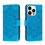 Custodia per telefono in pelle goffrata Sun Mandala, For iPhone 14 Pro Max
