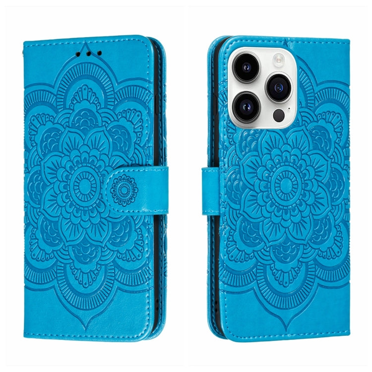 Custodia per telefono in pelle goffrata Sun Mandala, For iPhone 14 Pro Max