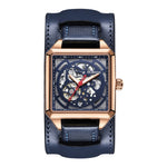 Ochstin 7237 Orologio da polso meccanico da scheletro luminoso impermeabile da polso in pelle da lavoro