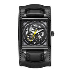 Ochstin 7237 Orologio da polso meccanico da scheletro luminoso impermeabile da polso in pelle da lavoro