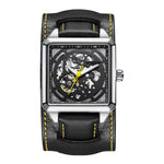 Ochstin 7237 Orologio da polso meccanico da scheletro luminoso impermeabile da polso in pelle da lavoro
