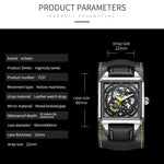Ochstin 7237 Orologio da polso meccanico da scheletro luminoso impermeabile da polso in pelle da lavoro