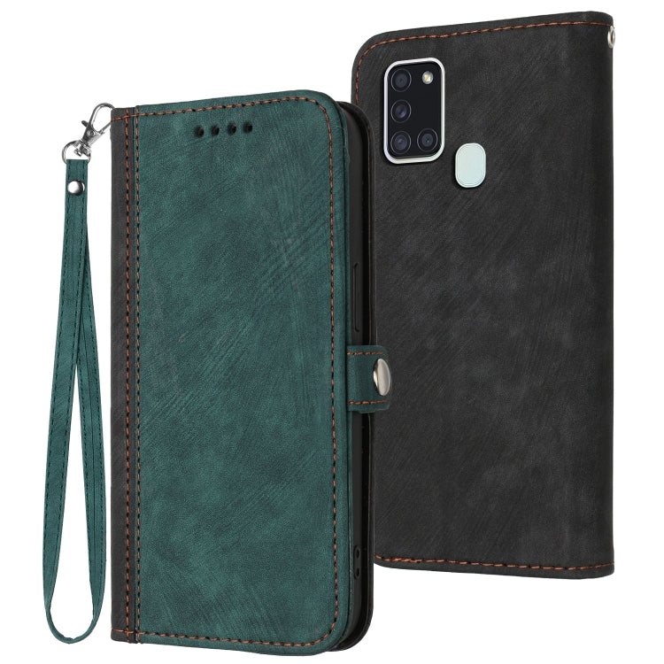 Custodia per telefono in pelle con cinturino a mano doppia piega con fibbia laterale, For Samsung Galaxy A21s, For Samsung Galaxy A22 4G, For Samsung Galaxy A23 4G, For Samsung Galaxy A31