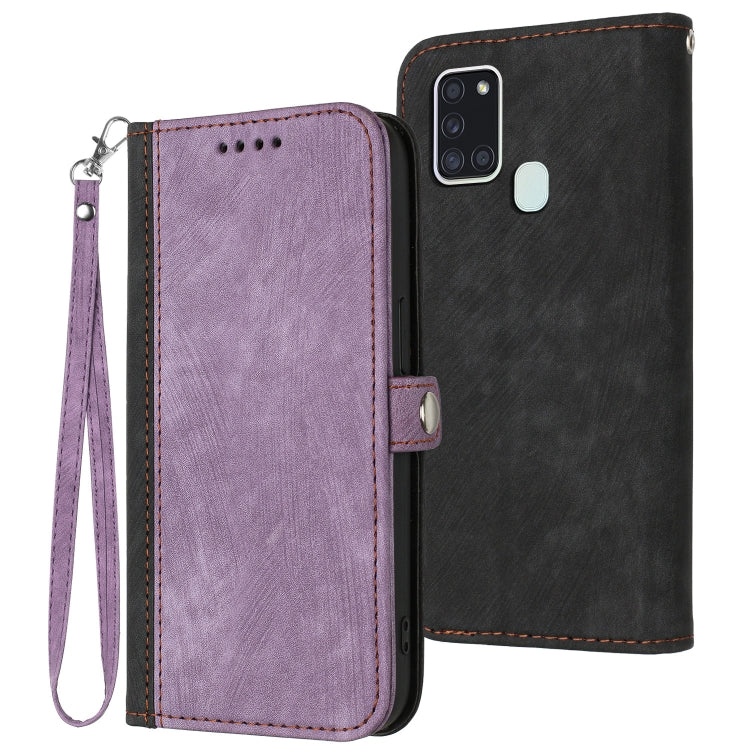 Custodia per telefono in pelle con cinturino a mano doppia piega con fibbia laterale, For Samsung Galaxy A21s, For Samsung Galaxy A22 4G, For Samsung Galaxy A23 4G, For Samsung Galaxy A31