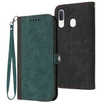 Custodia per telefono in pelle con cinturino a mano doppia piega con fibbia laterale, For Samsung Galaxy A40, For Samsung Galaxy A41, For Samsung Galaxy A42 5G, For Samsung Galaxy A50