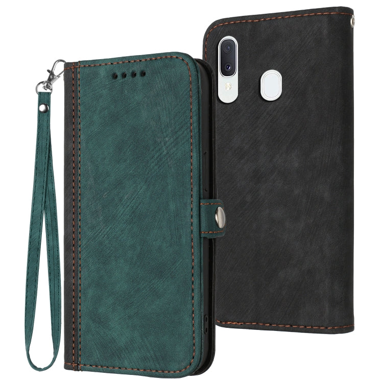 Custodia per telefono in pelle con cinturino a mano doppia piega con fibbia laterale, For Samsung Galaxy A40, For Samsung Galaxy A41, For Samsung Galaxy A42 5G, For Samsung Galaxy A50